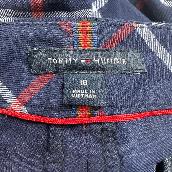 Tommy Hilfiger Womens Plaid Cropped Pants Navy Red White Size 18 - Picture 5 of 7